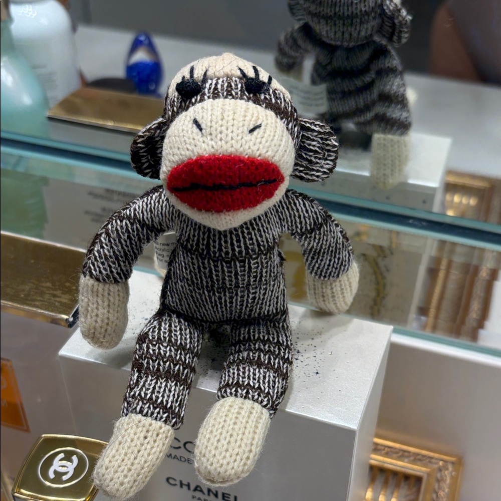 Brown & Ivory Mini Sock Monkey made by Peter Pauper Press 6” PreOwned